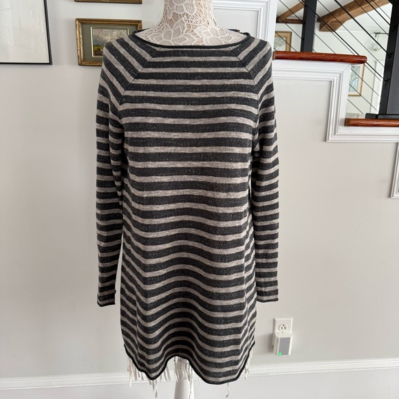 Eileen Fisher Dresses & Skirts - EILEEN FISHER Gray Organic Linen & Cotton Crewneck Long Sweater Small